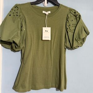 Free Assenbly Green Puff Sleeve Blouse